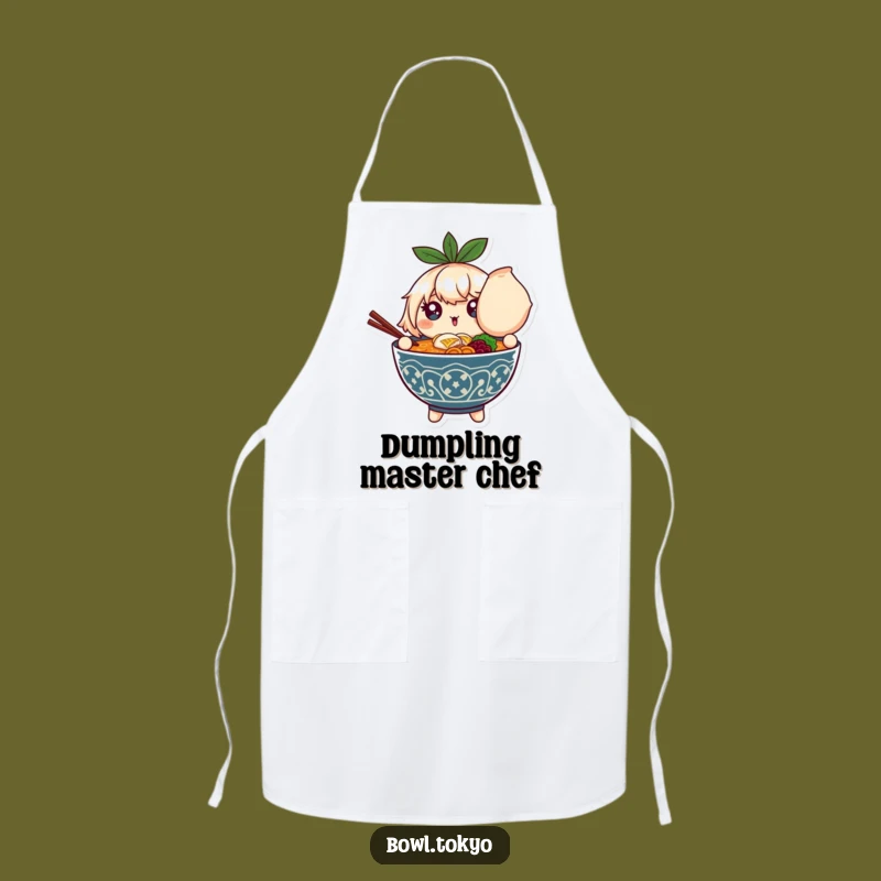 Funny Ramen Dumpling Delight Apron: Sparkling Chef Character