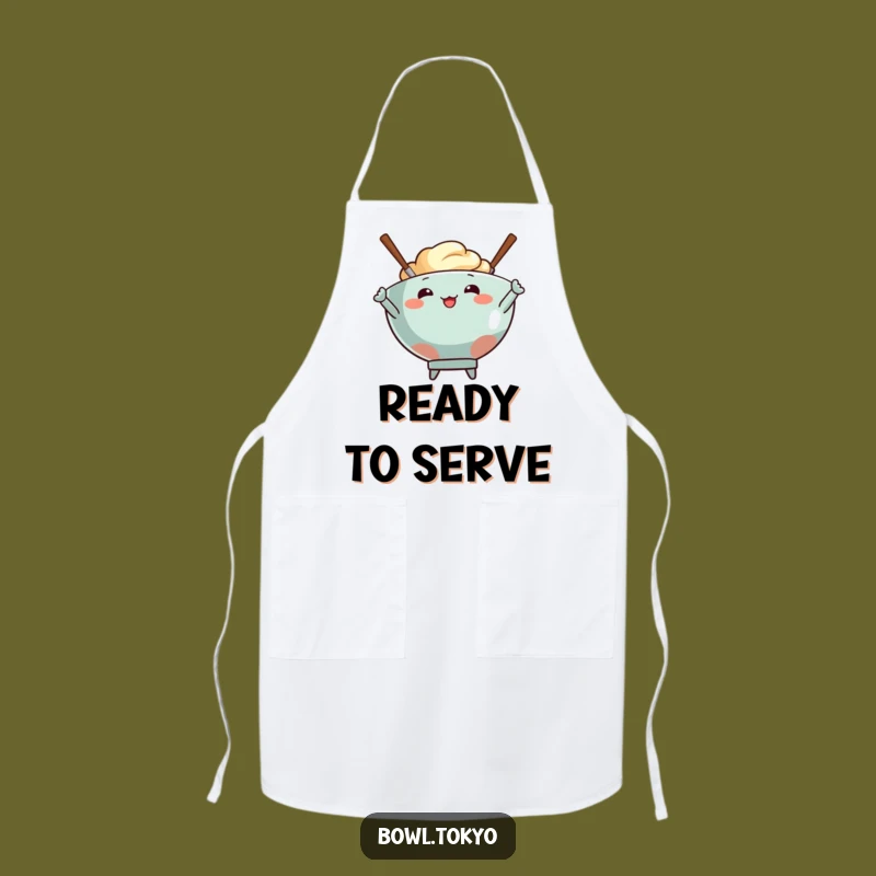 Funny Bowl & Chopsticks Apron: Energetic Posing Chef Wear, Hilarious Funny Gift for Cooks