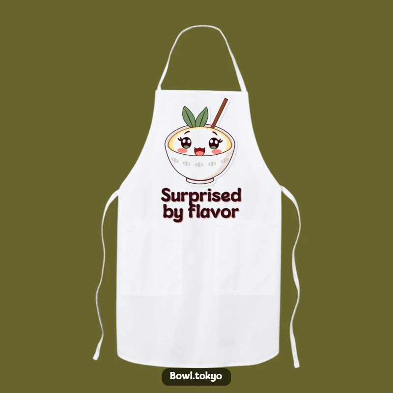 Funny Surprised Ramen Apron: Chef Character, Humorous Cooking Gift