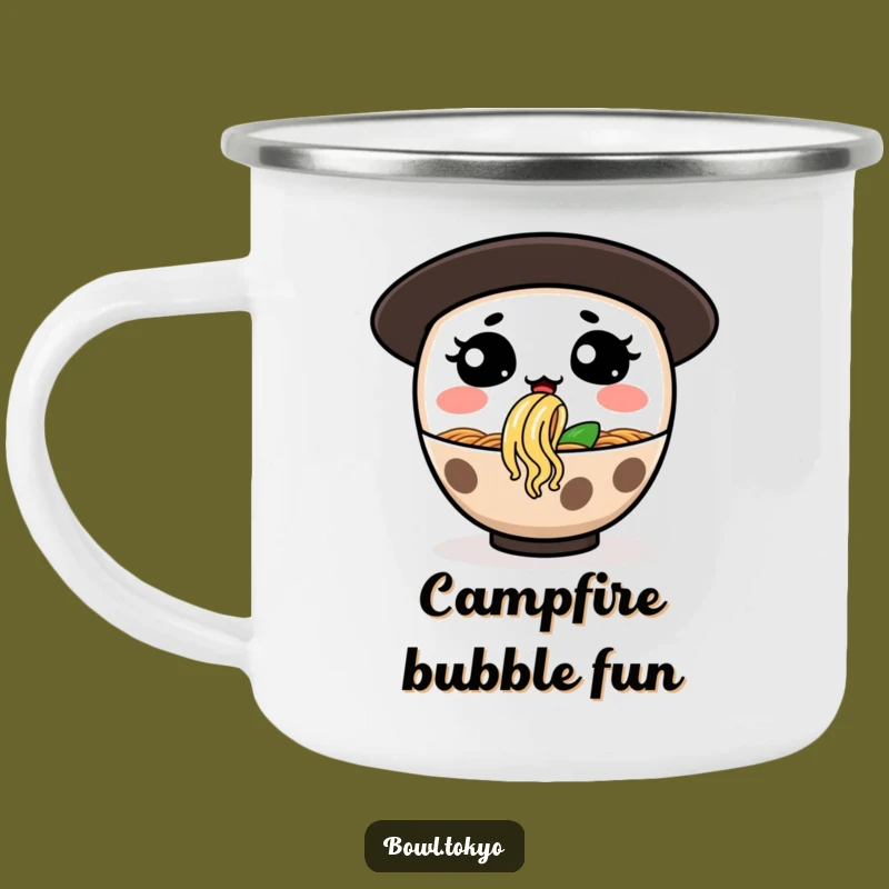 Funny Ramen Noodle Bubble Camping Mug: Silly Character