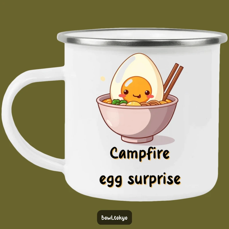 Funny Ramen Camping Mug - Kawaii Egg Friend Adventure Cup