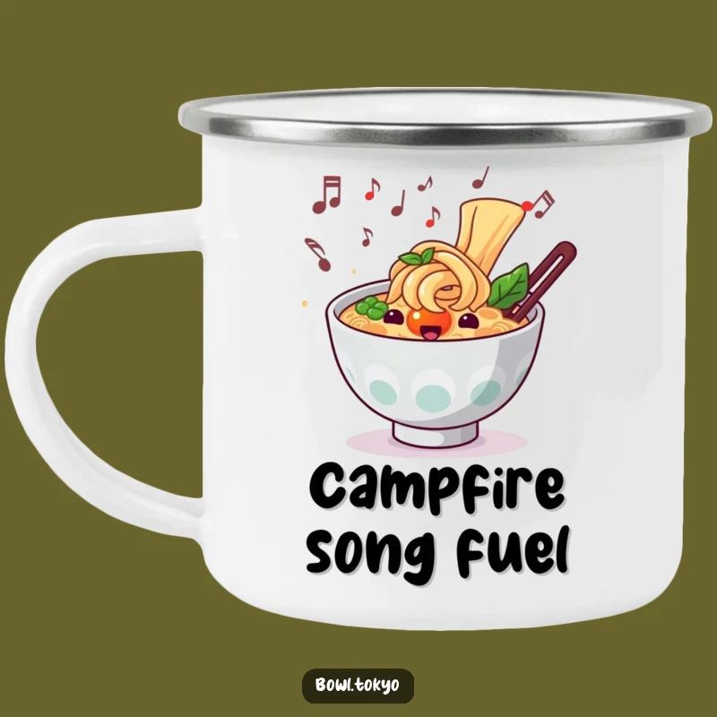 Funny Musical Ramen Camping Mug: Adventure Soundtrack Ready
