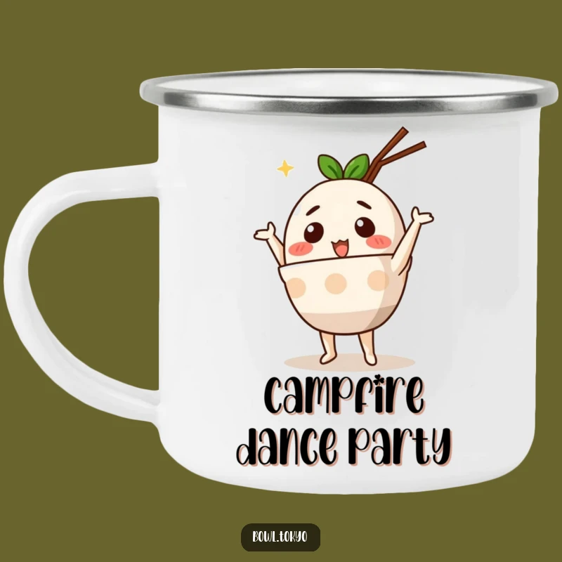 Funny Cute Ramen Bowl Camping Mug: Dance Break Outdoors, Perfect Funny Gift