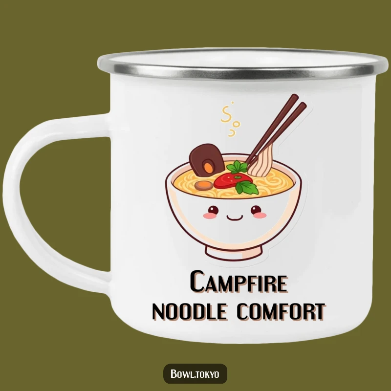 Funny Happy Ramen Bowl Camping Mug: Enjoy Steaming Contentment Outdoors, a Perfect Funny Gift