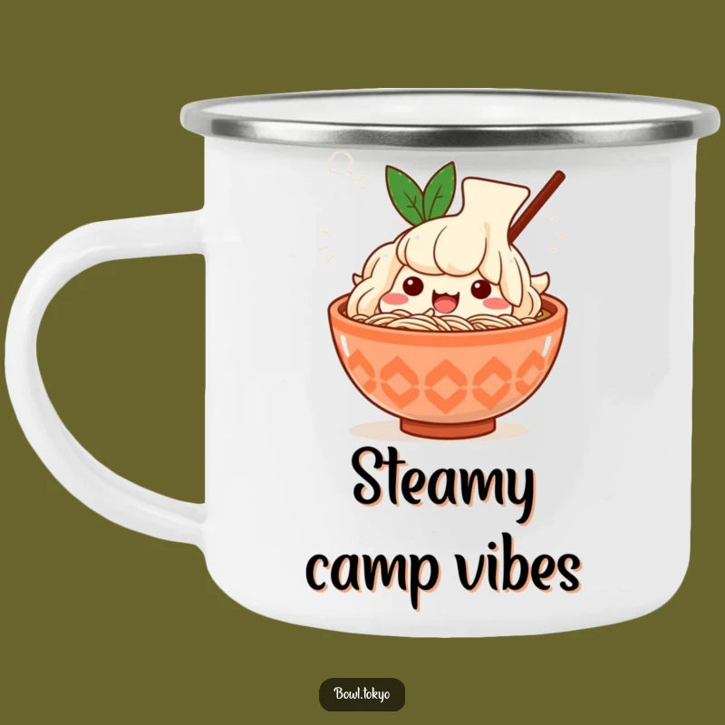 Funny Kawaii Ramen Sigh Camping Mug: Steamy Noodle Bowl Comfort, Perfect Funny Gift