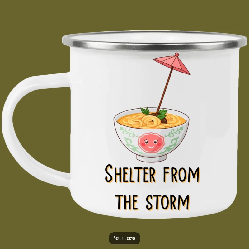 Funny Playful Ramen Bowl Umbrella Camping Mug, Twirling Noodle Cup for Outdoor Fun and Gifts