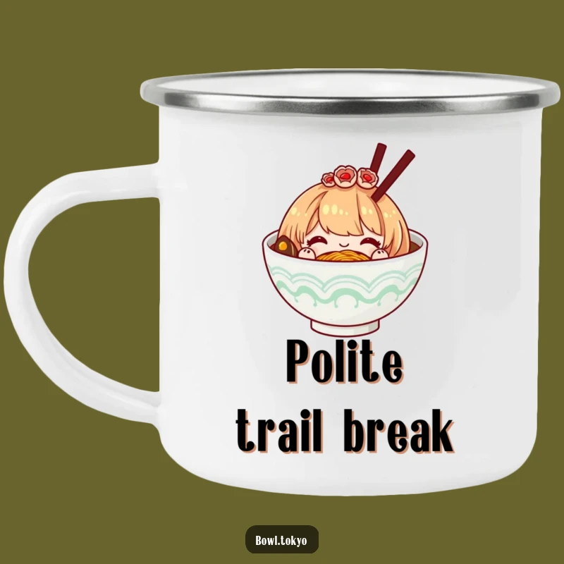 Funny Polite Ramen Bowl Hairpiece Camping Mug, Bowing Noodle Cup for Elegant Outdoor Moments and Gifts