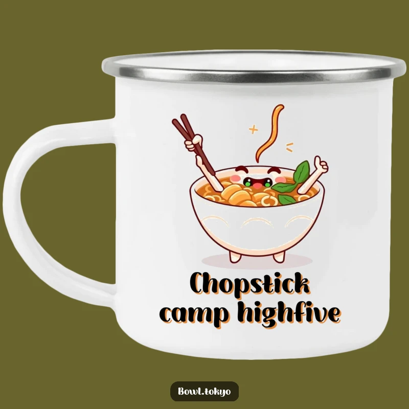 Funny Ramen Camping Mug - Chopstick High Five Adventure Cup