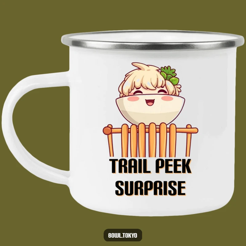 Funny Ramen Chopstick Peek Camping Mug: Joyful Character