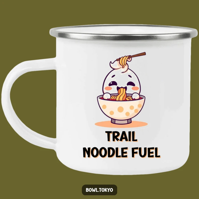 Funny Ramen Slurp Camping Mug: Kawaii Character, Outdoor Gift