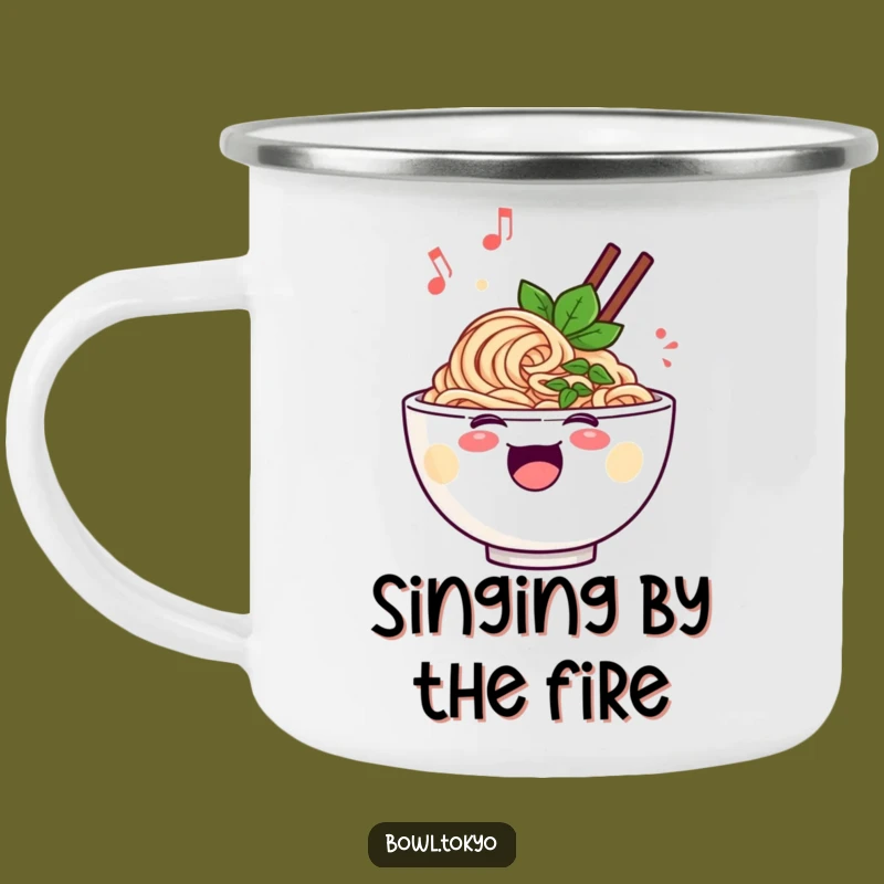 Funny Singing Ramen Camping Mug - Outdoor Melodies Adventure
