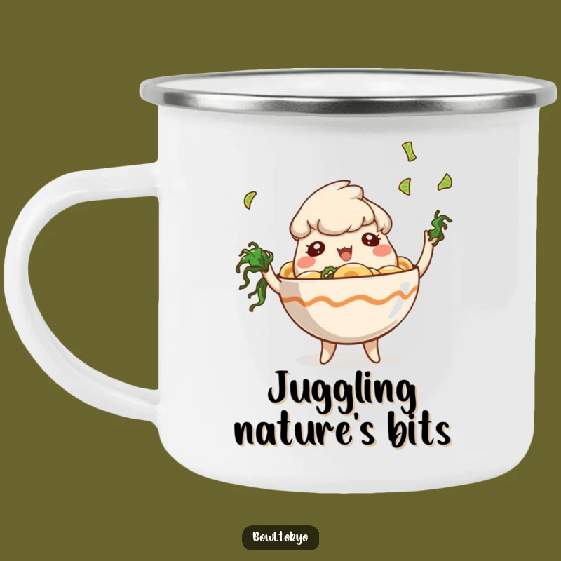 Funny Camp Ramen Bowl Mug: Playful Seaweed Juggling Outdoor Gift