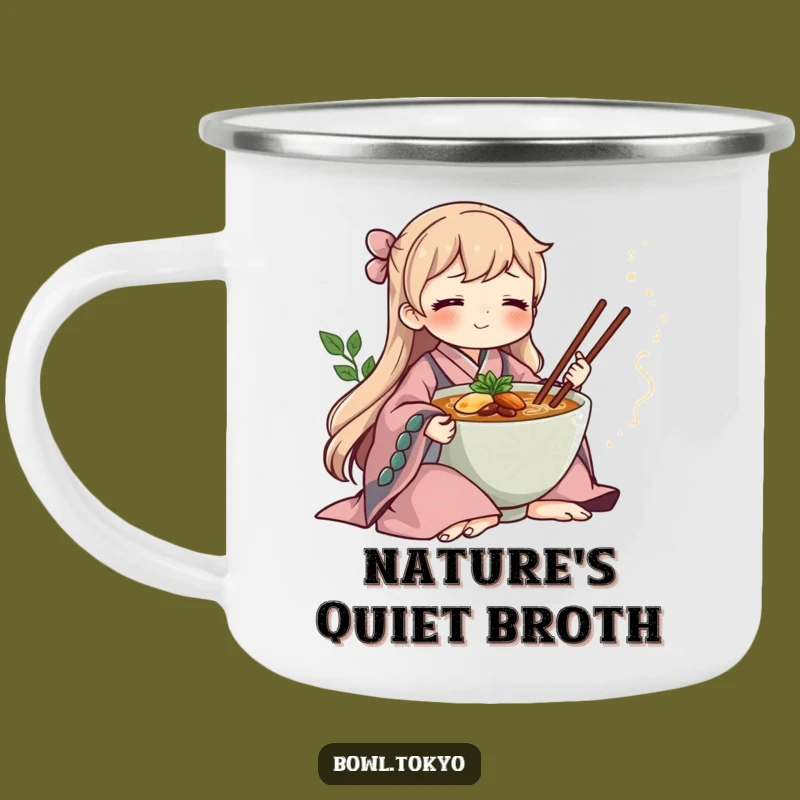 Funny Zen Ramen Bowl Kimono Camping Mug, Meditative Noodle Cup for Peaceful Outdoor Moments and Gifts