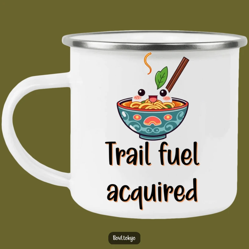 Funny Kawaii Ramen Bowl Camping Mug: Determined Sips, Perfect Funny Gift for Adventurers