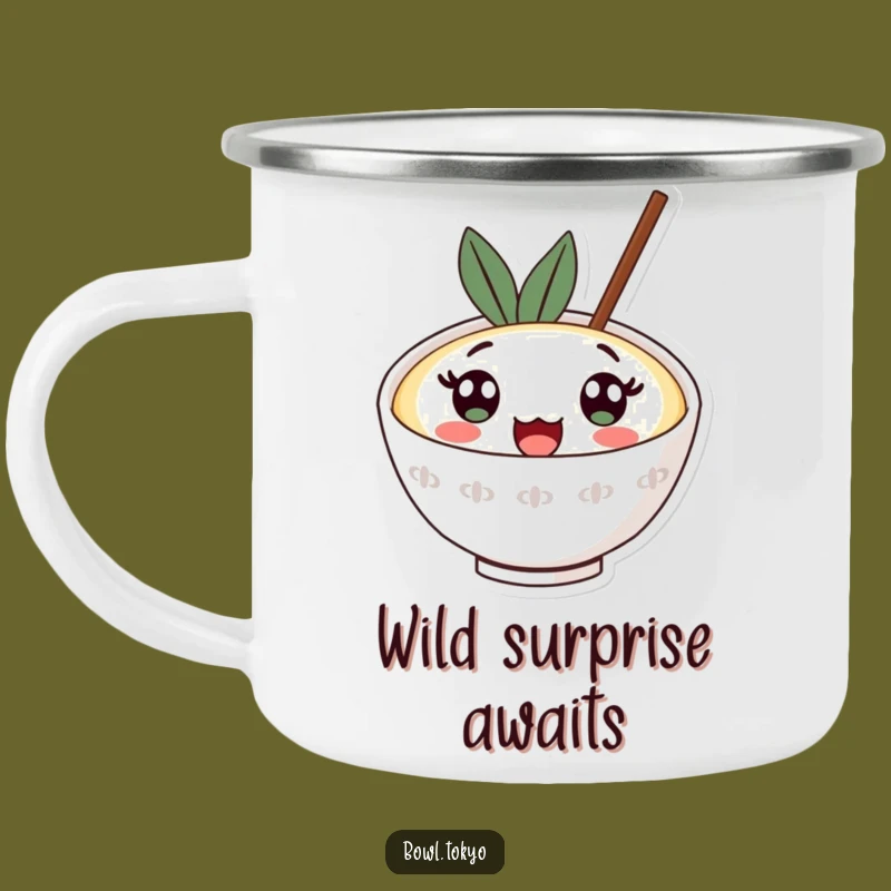 Funny Surprised Ramen Camping Mug: Kawaii Eyes, Outdoor Gift