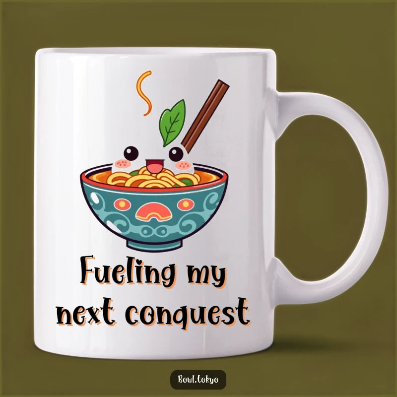 Funny Kawaii Ramen Bowl Mug: Determined Dive into Deliciousness, a Perfect Funny Gift for Foodies