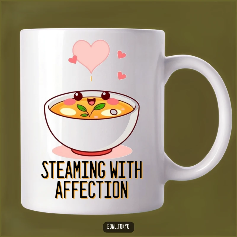Funny Broth Bowl Wink Mug: Heart Steam Design, Perfect Funny Gift for Soup Lovers