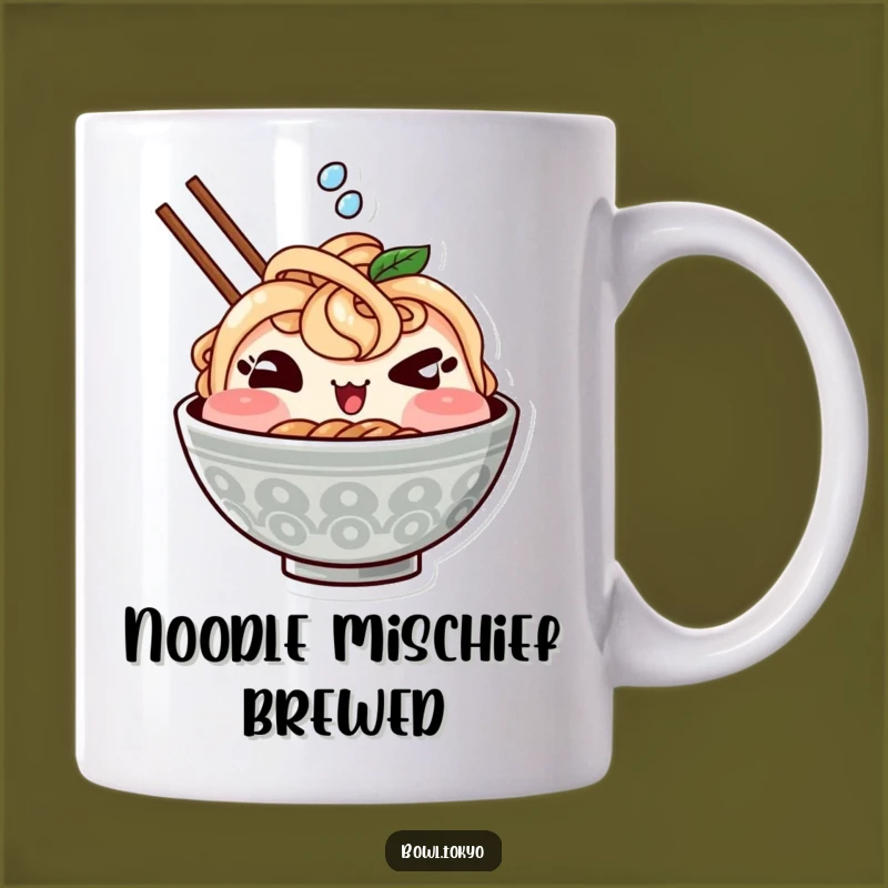 Funny Kawaii Ramen Mug - Mischievous Wink Bowl Splash, Cute & Humorous Foodie Gift