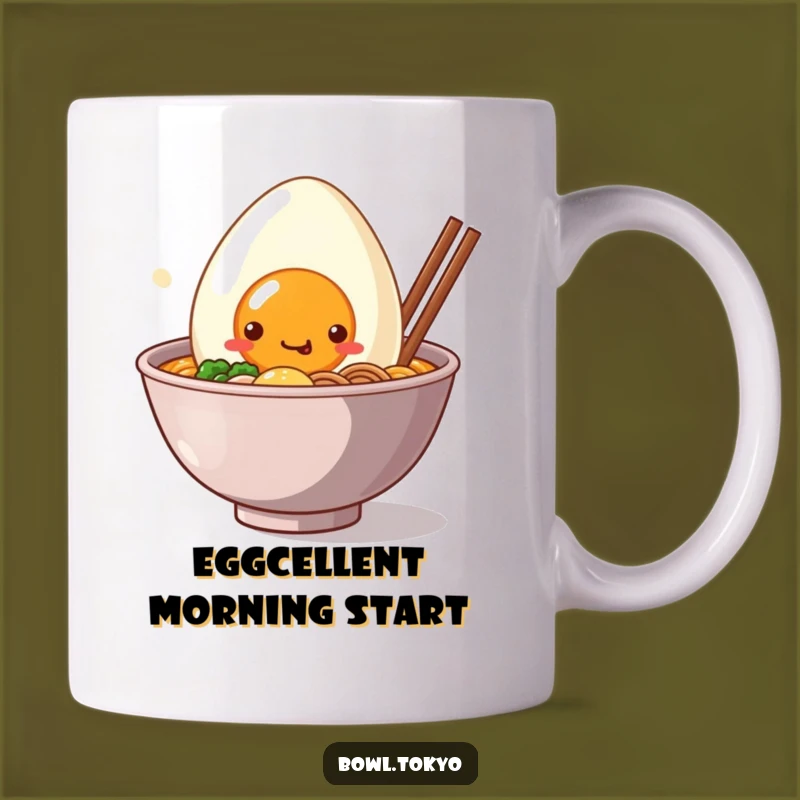 Funny Kawaii Ramen Mug - Smiling Egg Friend Character Gift
