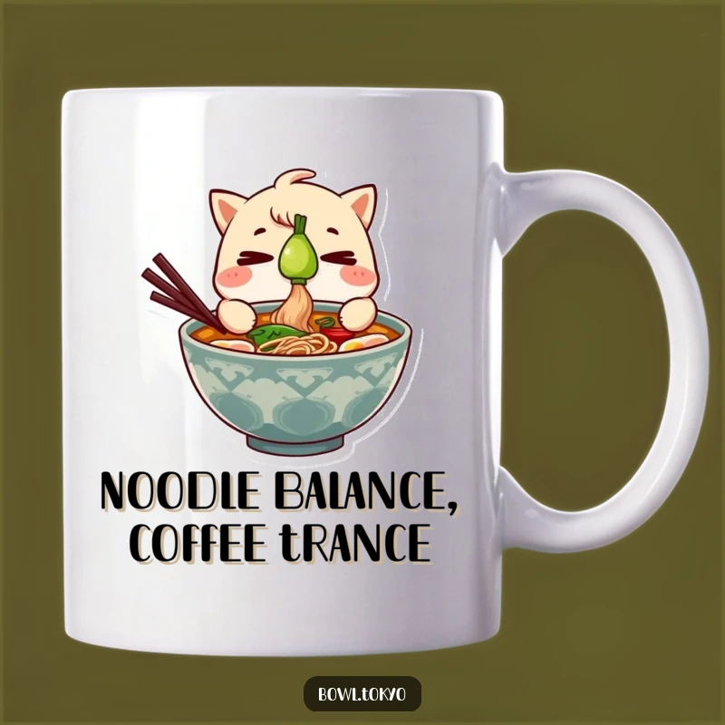 Funny Ramen Bowl Green Onion Balance Mug - Perfect Focused Gift For Noodle Lovers