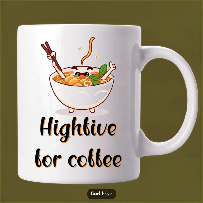 Funny Ramen Mug - Chopstick High Five Character Gift