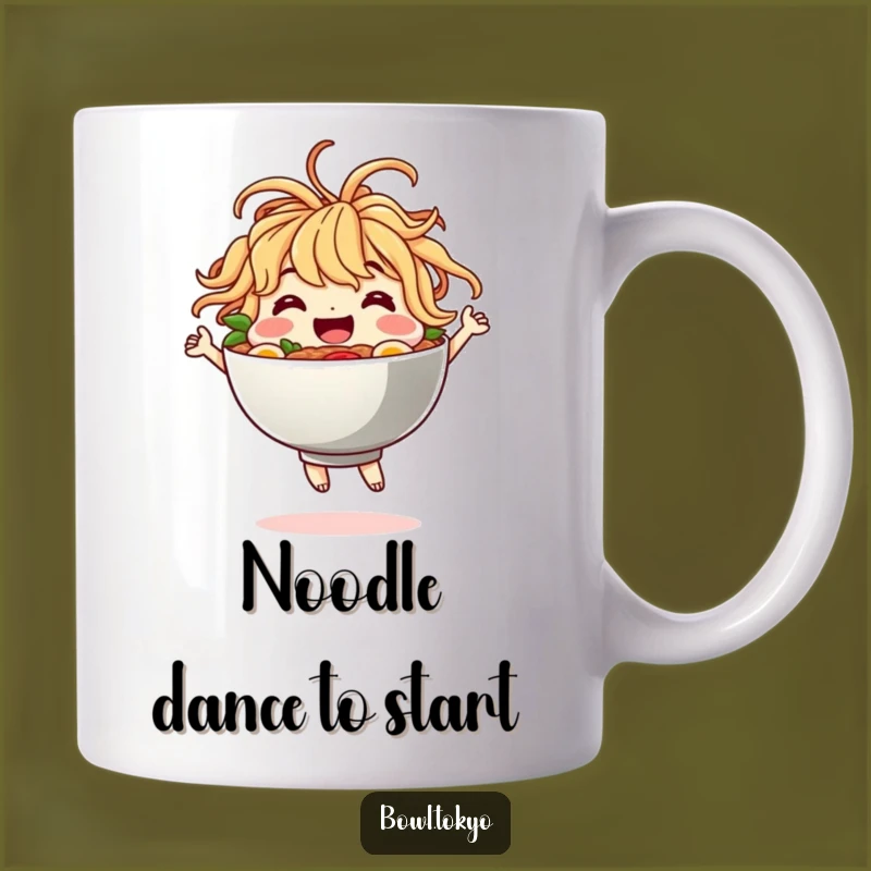 Funny Dancing Ramen Bowl Mug - Joyful Noodle Hair Character Gift