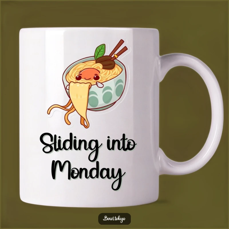 Funny Ramen Slide Mug: Joyful Noodle Rider, Perfect Funny Gift for Ramen Lovers