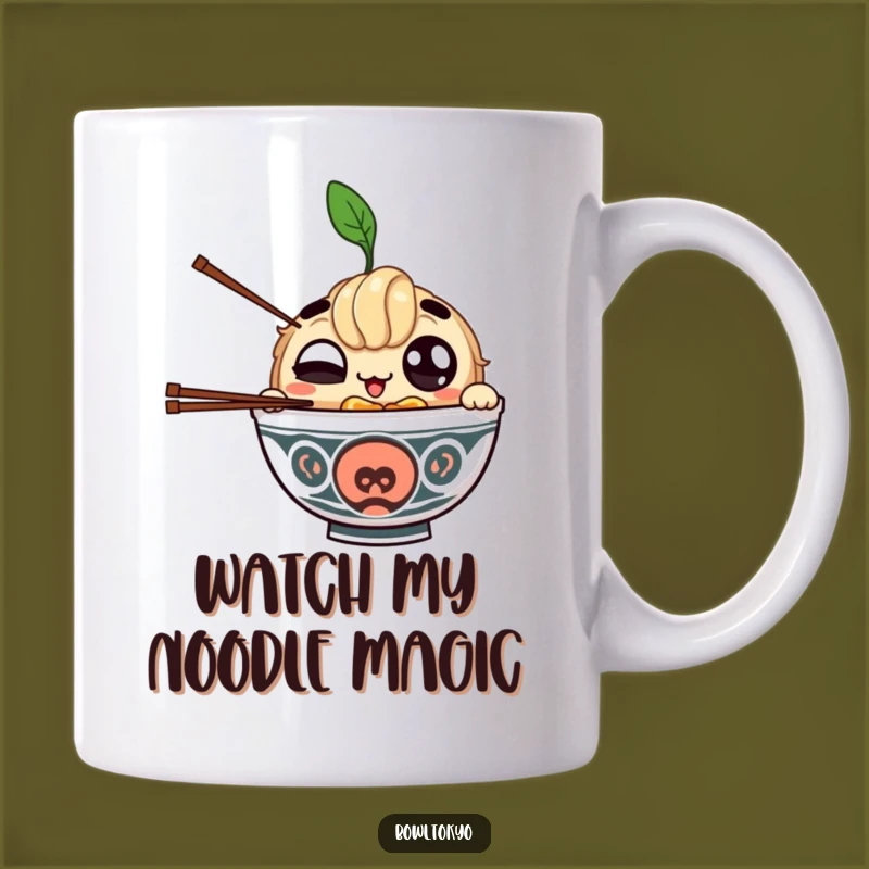 Funny Winking Ramen Mug - Juggling Chopsticks Noodle Bowl Character Gift