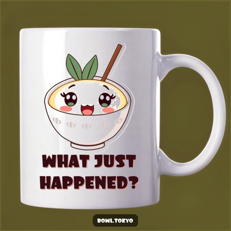 Funny Surprised Ramen Bowl Mug: Kawaii Character, Shocked Eyes Gift