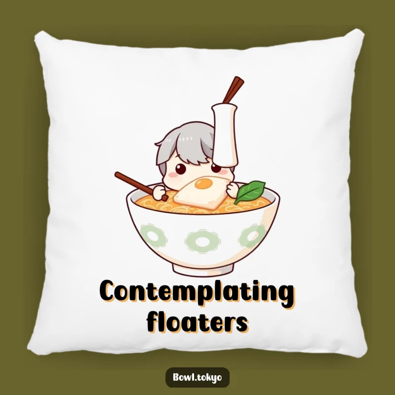 Funny Ramen Kamaboko Contemplation Pillow: Comfy Cushion for Curious Minds