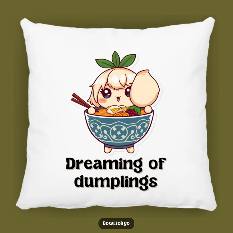 Funny Ramen Dumpling Delight Pillow: Cozy Sparkling Character Cushion