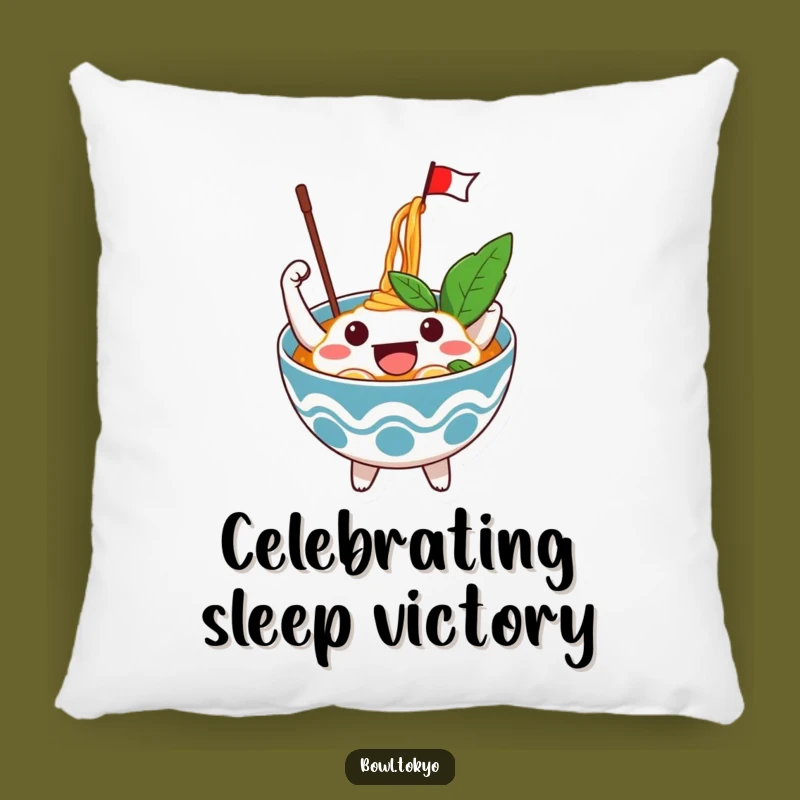 Funny Excited Ramen Bowl Pillow: Snuggle the Celebration, a Soft and Cheerful Friend