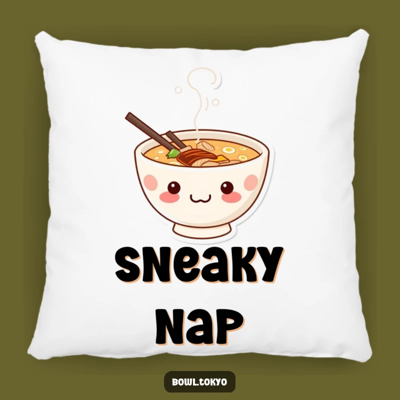 Funny Kawaii Ramen Grin Pillow: Mischievous Cushion, Cozy Gift
