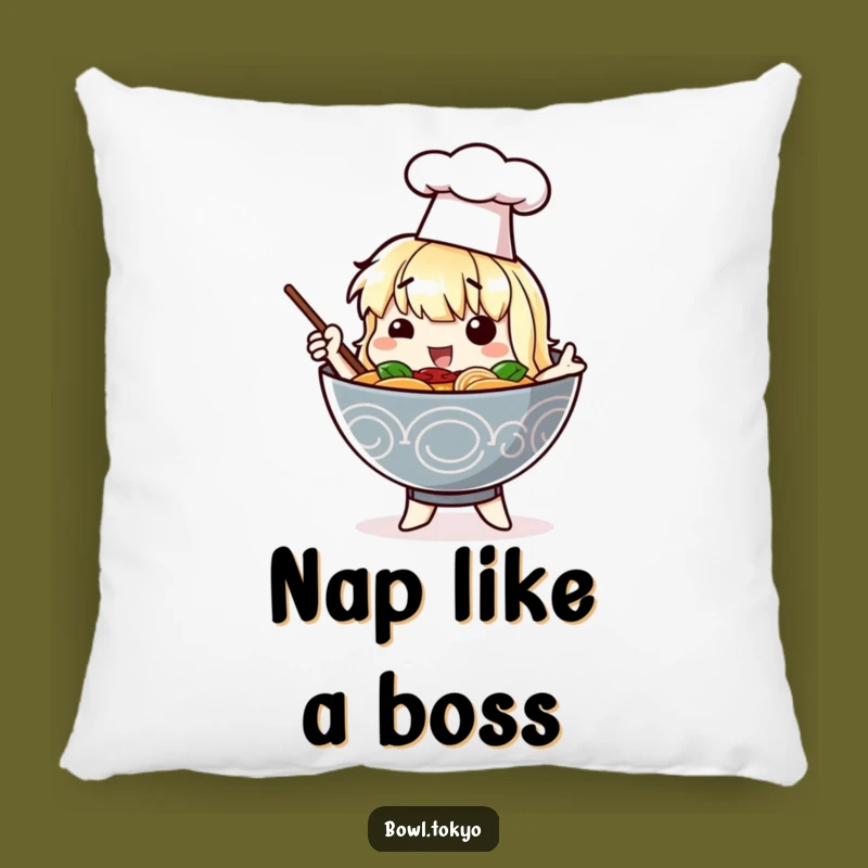 Funny Chef Ramen Pillow - Dramatic Noodle Bowl Character Cushion