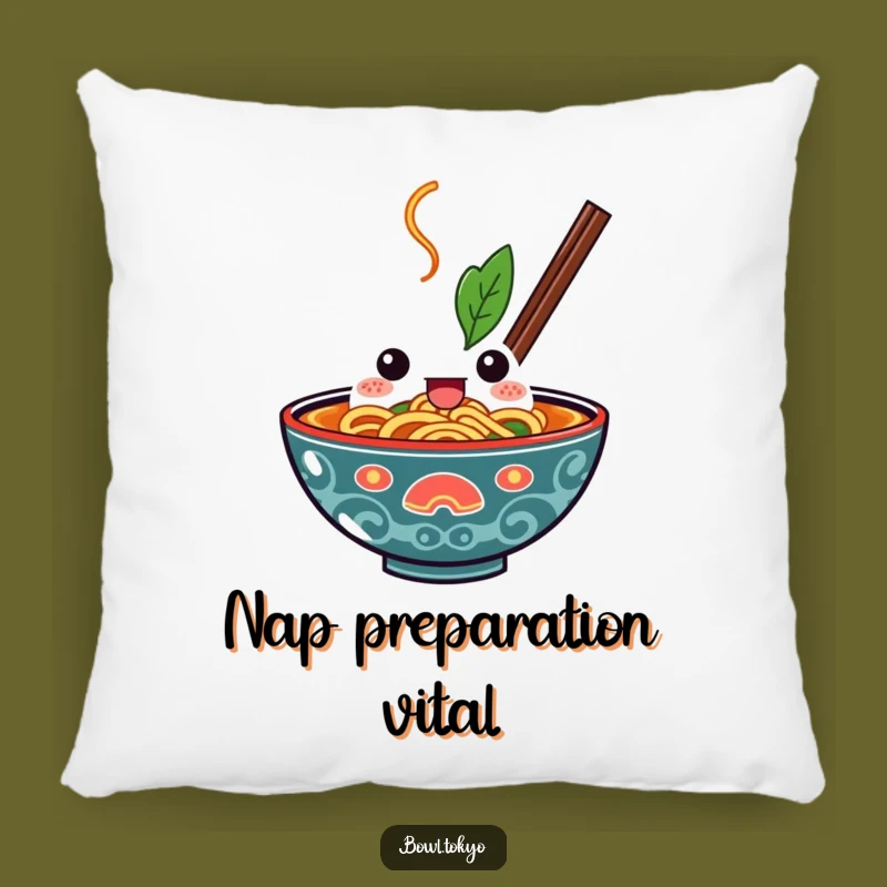 Funny Kawaii Ramen Bowl Pillow: Cuddle with Determination, a Soft and Hungry Friend