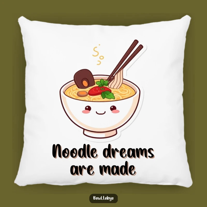 Funny Happy Ramen Bowl Pillow: Cuddle Up with Contentment, a Soft and Smiling Noodle Friend