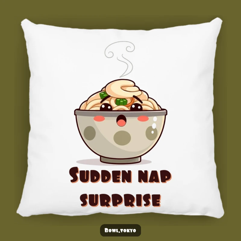 Funny Ramen Pillow - Plush Surprised Steam Bowl Character Comfort