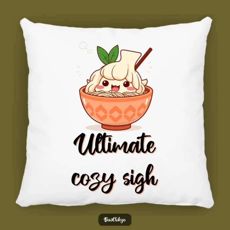 Funny Kawaii Ramen Sigh Pillow: Steamy Noodle Bowl Character, Cozy Funny Gift