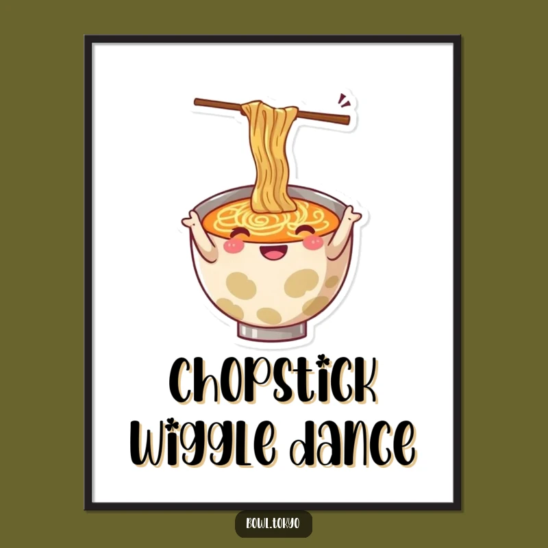 Funny Ramen Gesturing Digital Art: Wiggling Chopsticks Print, Instant Funny Gift for Walls