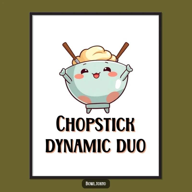 Funny Bowl & Chopsticks Digital Art: Dynamic Posing Print, Instant Funny Gift for Walls