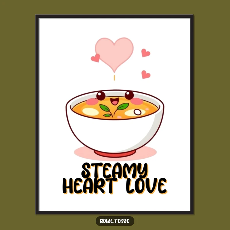Funny Broth Bowl Digital Art: Heart Steam Print, Instant Funny Gift for Walls