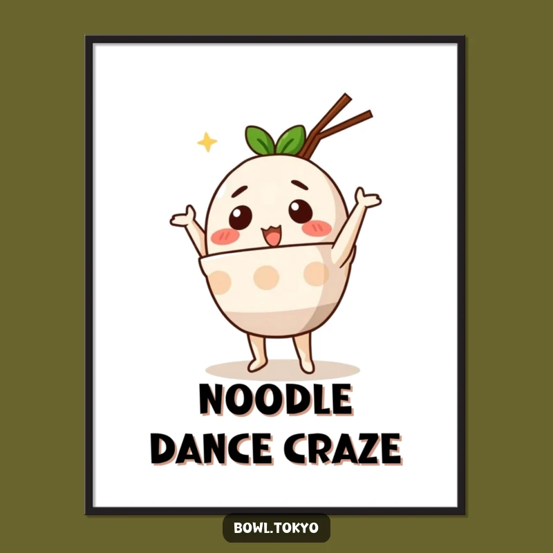 Funny Cute Ramen Bowl Digital Art Print: Dance into Your Decor, a Silly Masterpiece