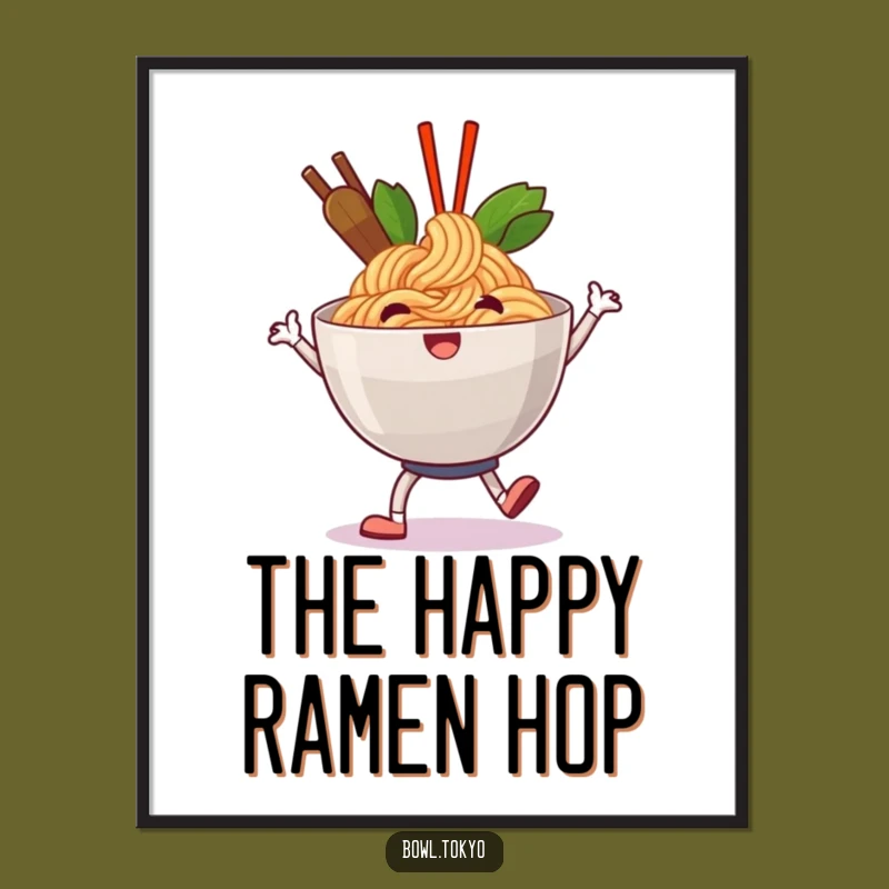 Funny Happy Ramen Digital Art Print: Instant Joyful Decor