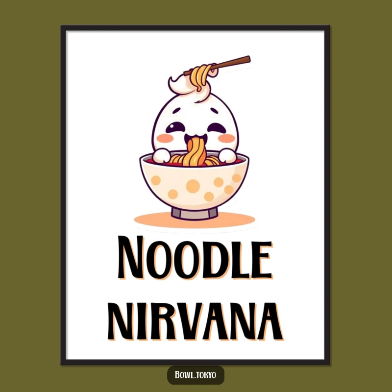 Funny Japanese Ramen Joy Print: Kawaii Noodle Character Art, Gift Idea
