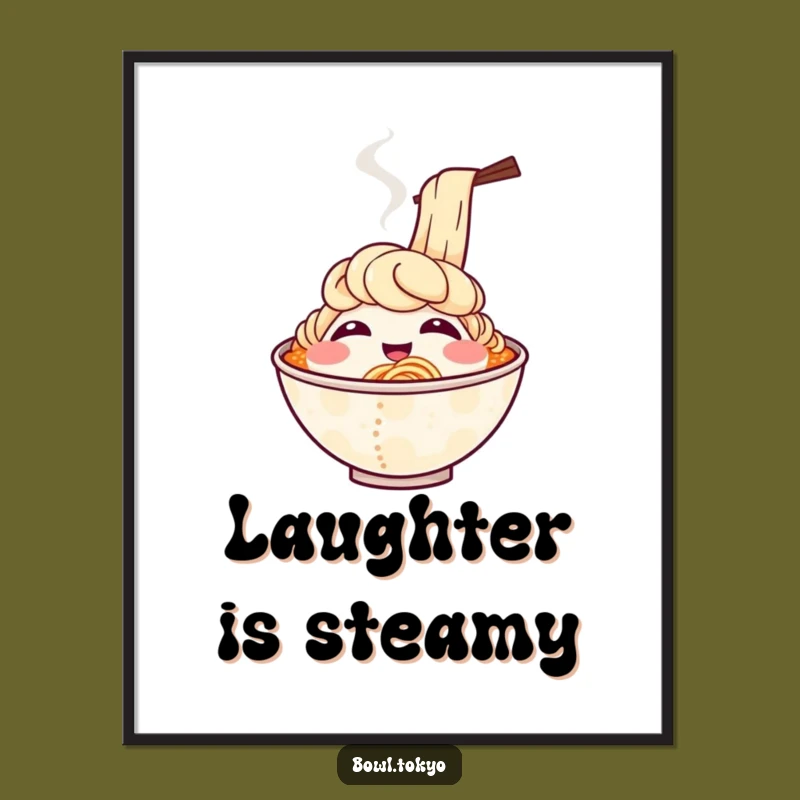 Funny Laughing Steam Ramen Digital Art - Instant Joyful Wall Decor!