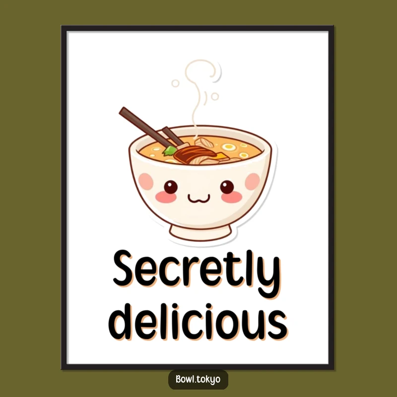 Funny Mischievous Ramen Art Print: Kawaii Grin Wall Decor, Gift