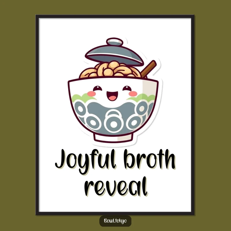 Funny Ramen Bowl Digital Art Print - Instant Joy With This Happy Noodle Art