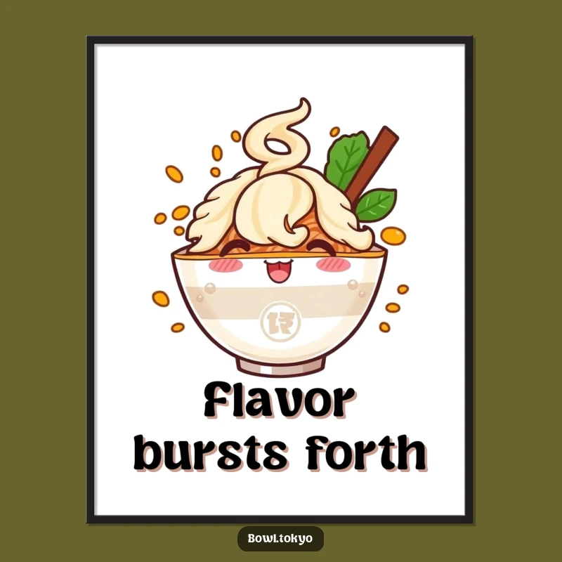 Funny Ramen Flavor Burst Digital Art: Cheerful Character for Instant Joy