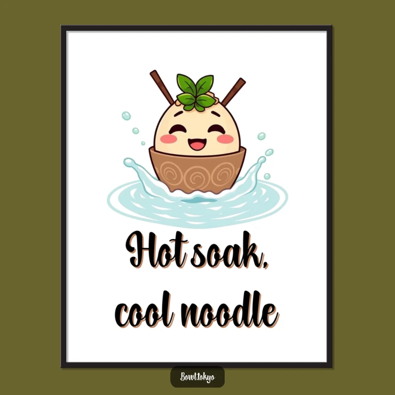 Funny Ramen Hot Spring Digital Art - Playful Noodle Bowl Character Download