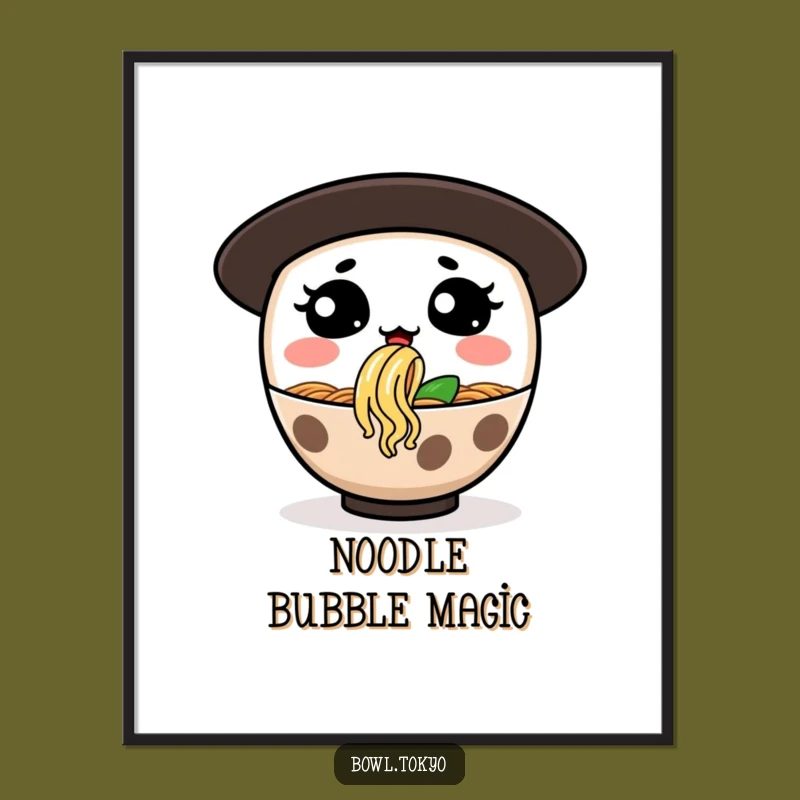 Funny Ramen Noodle Bubble Digital Art: Silly Character